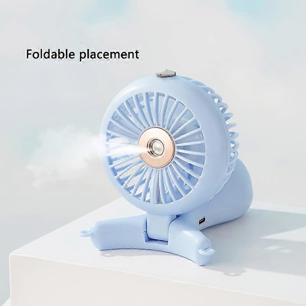 1 st Mini Portabel Sprayfläkt, Handhållen Sprayfläkt, Personlig Mini Luftfuktare, USB-laddning, 3-hastigheter, 90° Vikbar Batteridrift, Skrivbordsfläkt F White