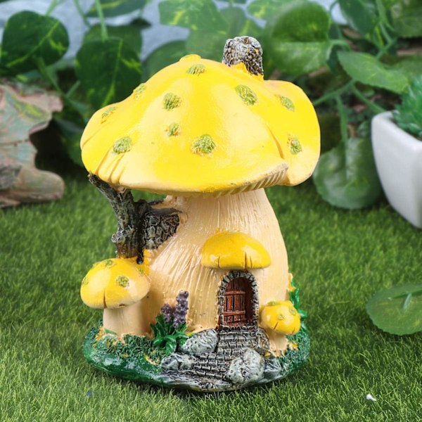Miniatyr svamphus svamp prydnad terrarium tillbehör svamp hus miniatyr svamp hus statyer tillbehör för terrarium dekor glas prydnader Yellow