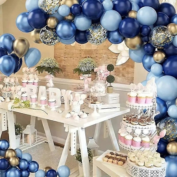 Blå Ballongbue Sæt, 133 stk. Blå Ballongguirlande Sæt med Sequin Latex Balloner til Bryllup, Fødselsdagsfester, Dimission og Baby Shower Balloner D