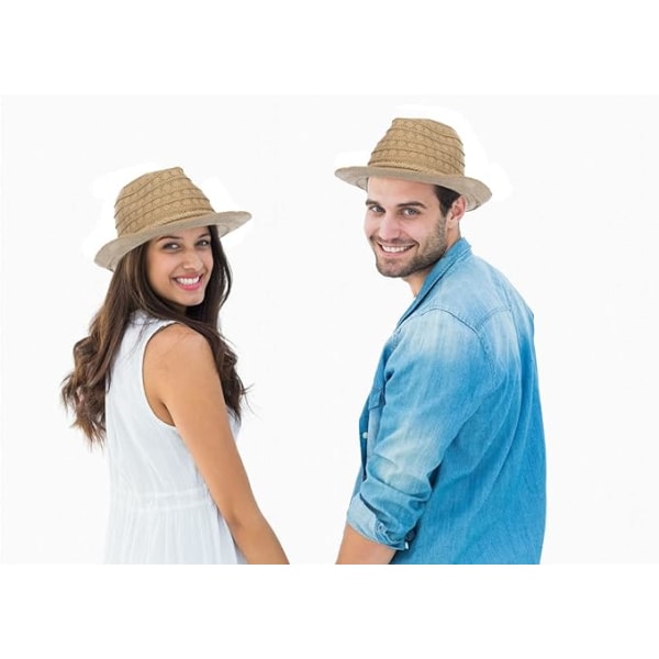 Kvinners blonder strå Fedora hatt kort brem floppy Trilby Panama hatt for sommer strand