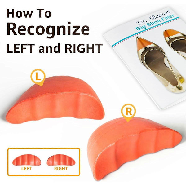 Kengän täyteaineet, 2 paria, varvaspehmusteet, jotka tekevät suurista kengistä sopivat, pehmeät puolikoon pohjalliset löysille kengille 2Pairs Orange and balck rounded