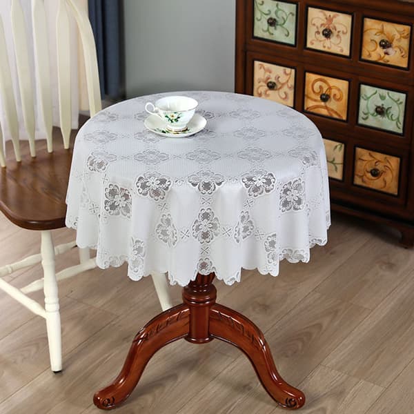 Vit Rund Spetsduk Elegant Heminredning Diamantflöde Diamantblomma Rund Diameter 100cm Diamond Flower Round Diameter 100cm