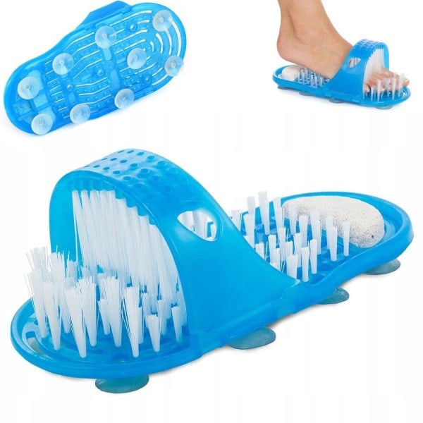 Foot scrub with pumice stone & suction cup - Cleans the feet Blue