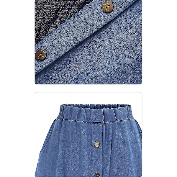 Naisten vähäjousto farkkukangas A-linjainen hame 14 Pit Stretch Corduroy polvipituinen midi-hame mini S-2xl P202 Style3 L