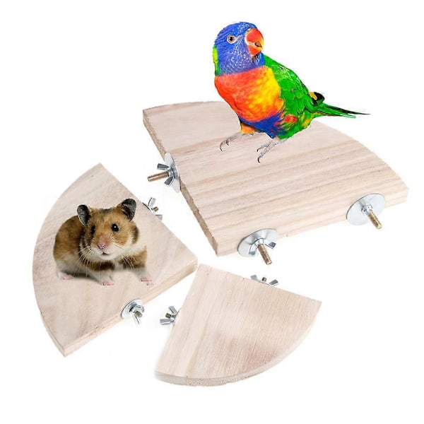 Luonnonpuinen jalusta hamsterille, papukaijalle, metallipulteilla varustettu taso