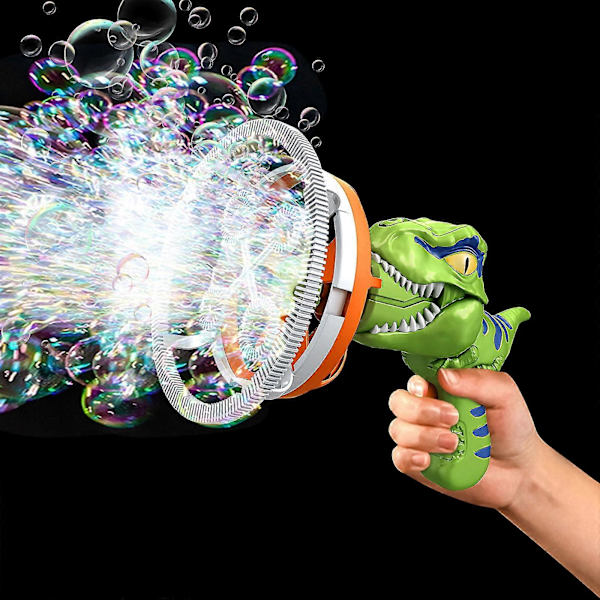 Boble Dinosaur Boblemaskine Blæser Elektrisk Vindmølle Sommer Strand Boder Legetøj Til Børn Green One Size