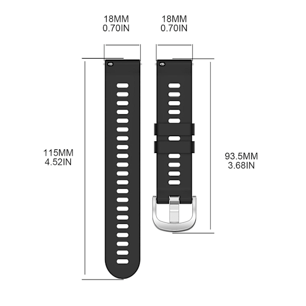 Silikon Urrem til Ur 18mm Justerbar til Id205u/id205s/id205l/id216 White