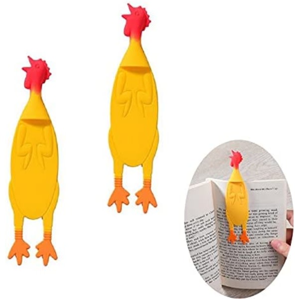 Styck Kycklingbokmärken kul för barnboksälskare, söta sidmarkörer, coolt set, bokmärken med silikonklämmor, unika presentidéer