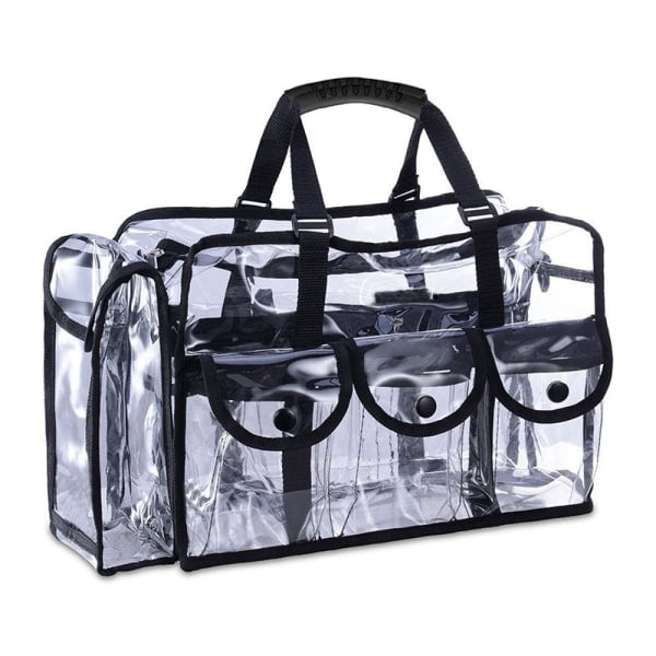 Transparent travel makeup bag with large outer pockets Co