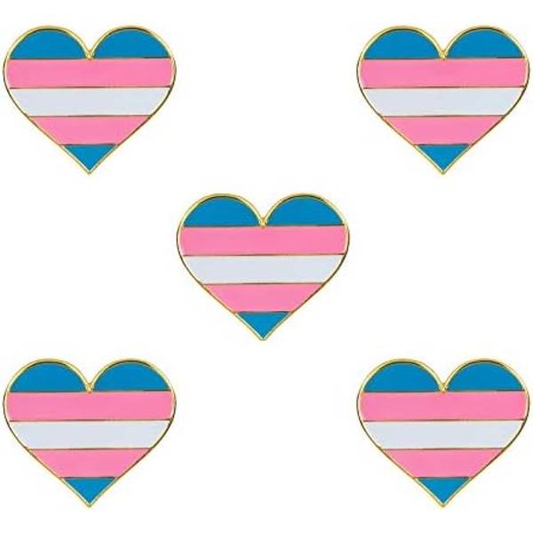 5-pack Bisexuell stolthet hjärtformade knappnålar broscher flaggmärke brosch Transgender