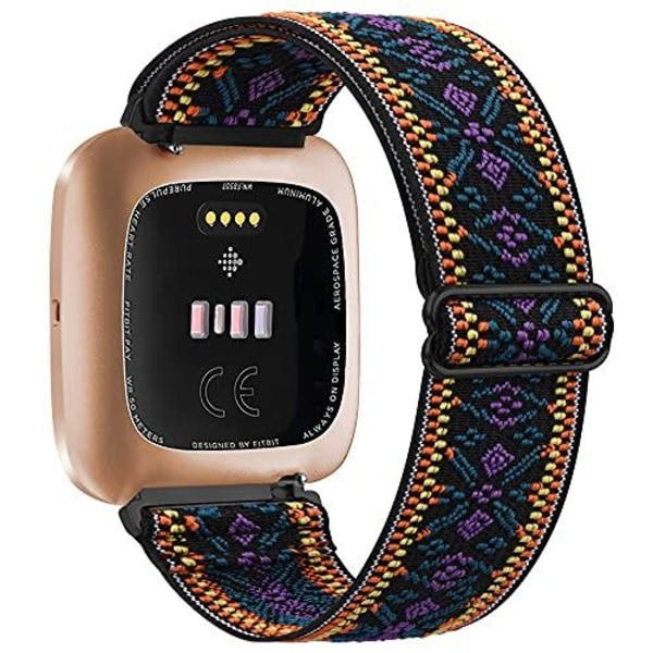 Elastisk Vævet Loop-Rem Til Fitbit Versa 3 2 Versa Lite Rem Justerbar Nylon Sport Urrem Til Fitbit Sense Rem Bohemian Purple For Fitbit sense