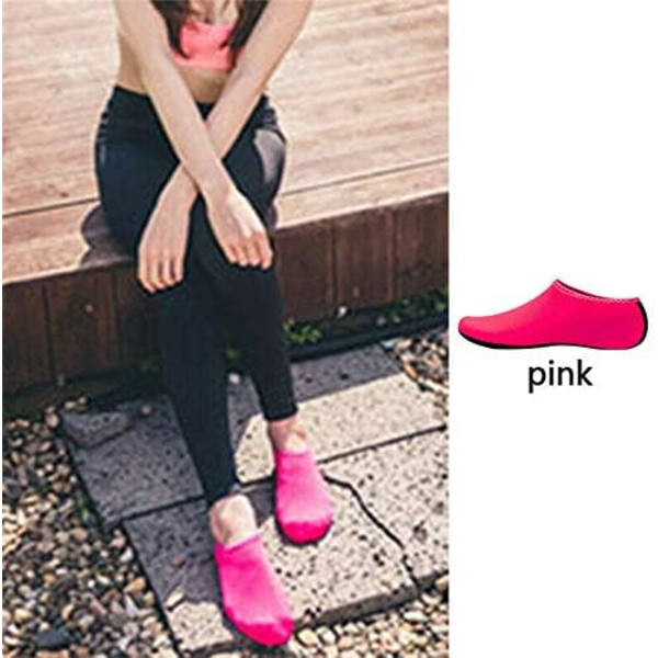 Vandsportssko Barfodet Hurtigtørrende Aqua Yogasokker Slip-on til Mænd Kvinder Børn Pink 2/3 UK