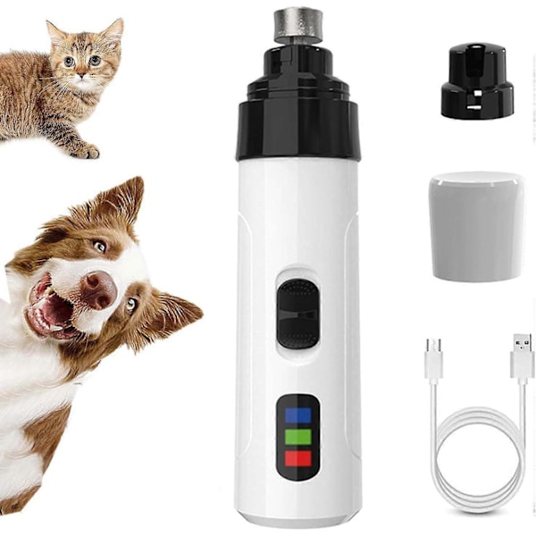 Heusom Silent Groom Pro Negleklipper for Hunder og Katter, Oppladbar USB-lading, 3 Slipeporter, Dobbel Hastighet, Ultra-Stille