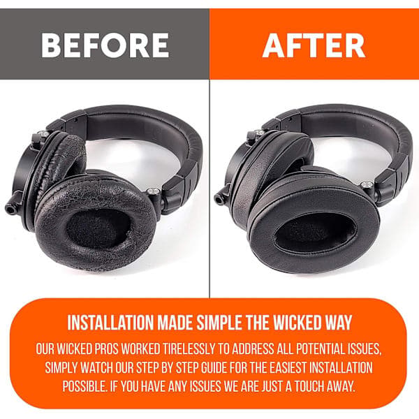 Wicked Cushions Oppgraderte erstatningsøreputer for ATH M50X - Passer Audio Technica M40X / M50XBT / HyperX Cloud & Cloud 2 / SteelSeries Arctis 3/5 / 7 /