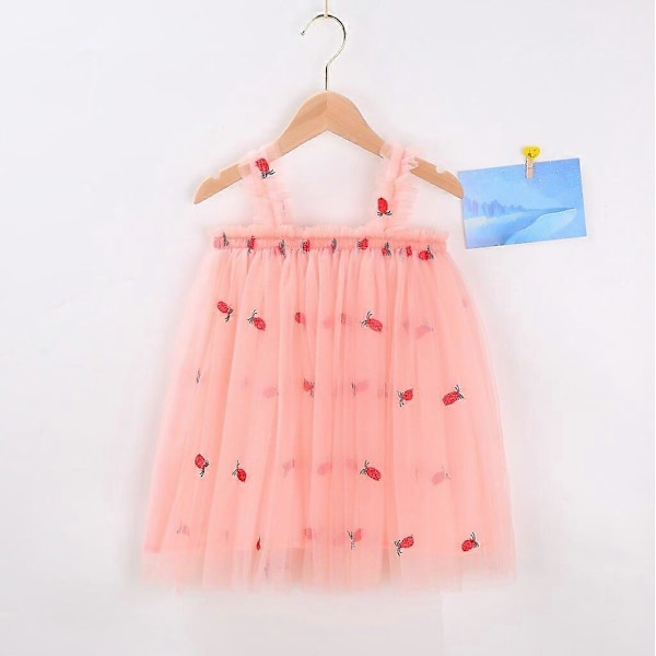 Baby Princess Hängselklänning för Flickor Spädbarn Blommig Volang Mesh Ärmlös Klänning Småbarn Sommar Vardagskläder 130CM F