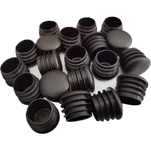 Rund Plastplugg, 20 st Svarta Rörändpluggar Stolglid Rund Ändplugg Möbel Stol/ben Rörskydd Insats (25mm)