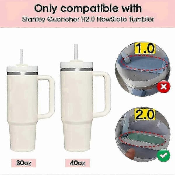 3-delat silikonspillskyddsset - Håll din Stanley Cup 2.0 40oz/30oz mugg läckagefri White