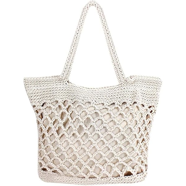 Kvinnors handgjorda halmvävda axelväska Casual sommar strand tote väska rotting väska vävd handväska
