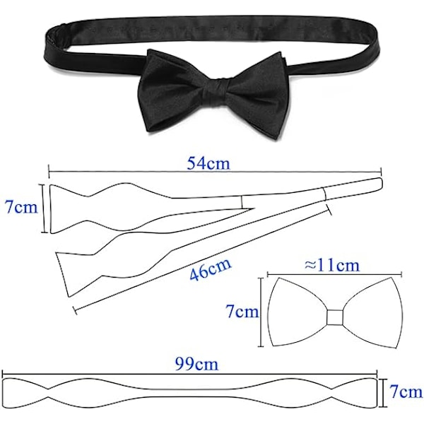 Archic Black Self Tie -solmio miehille, itse solmittava solmio, yksivärinen, smokkiin, häihin