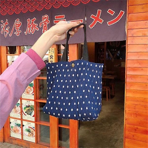 Mini Canvas Tote Vesker for Kvinner 2021 Øko Bomullsstoff Søt Liten Lunsjveske Mote Trykte Håndvesker Barn Stripete Matpose Pakke Lunsjbokser & Totes blue