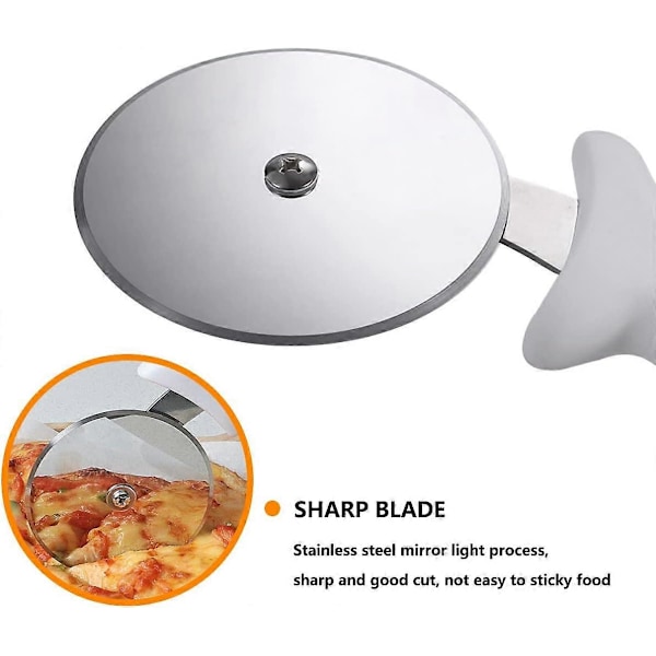 Pizza Cutter, Pizza Cutter i rostfritt stål, Pizzaskärare, (Vit) 24.1*10.1*