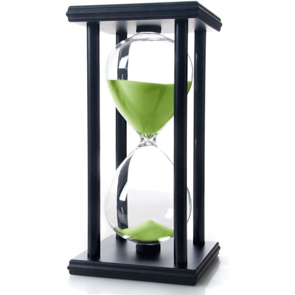 Timeglass Sand Timer Timeglass med Sand Dekorasjon Sandklokke Se for Rom Bursdag Te Kaffe Bord Bokhylle Skole Spill Ornament Tre Green 60 Min