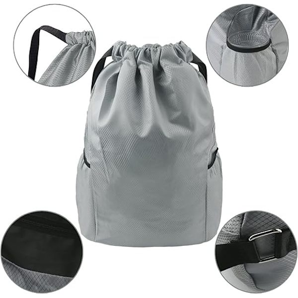 Dragsko Gym Bag, Stor Dragsko Väska Simning PE Väska Vattentät Sport Gym Sack Dragsko Ryggsäck Unisex