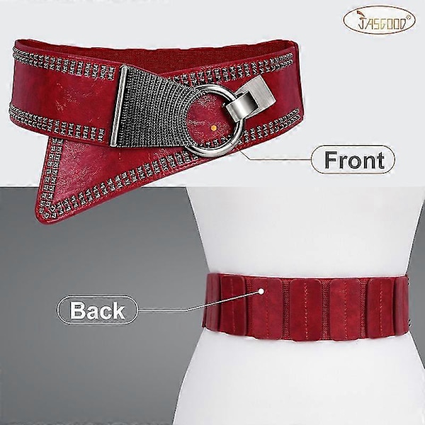 Vintage Rivet Naisten Muoti Leveä Vyötärö Joustava Stretch Vyö Mekkoon - Halloween Vyö C-Gray Fit Waist size 34-39Inch