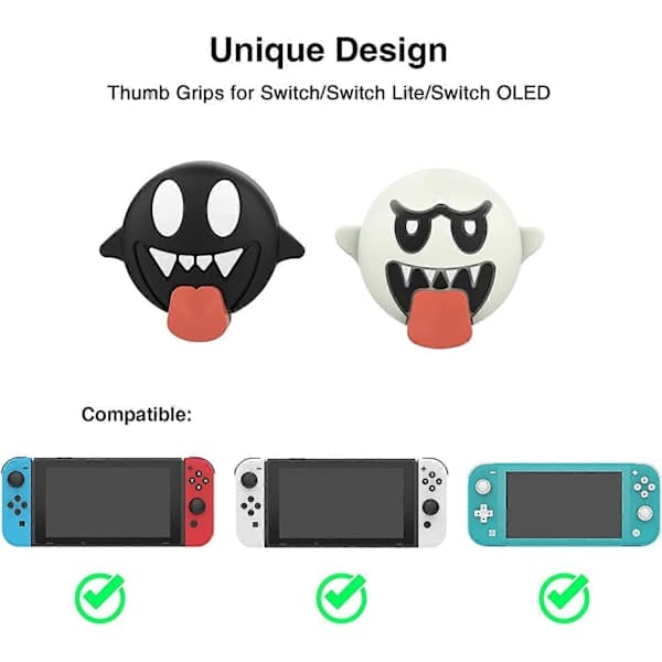 4 stk. Thumb Grips til Switch, Bløde Silikone Joystick Covers til Nintendo Switch/OLED/Switch Lite