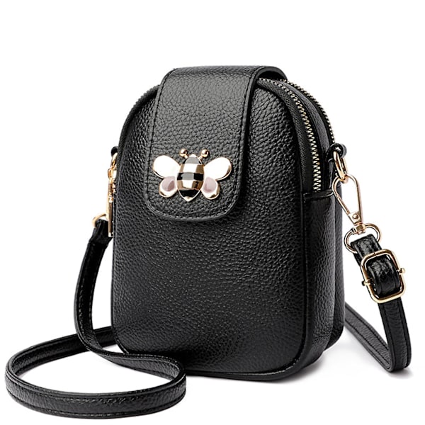 Dam Allround Crossbody-väska Mode Mobiltelefonväska Läder Crossbody-väska Gåva Black