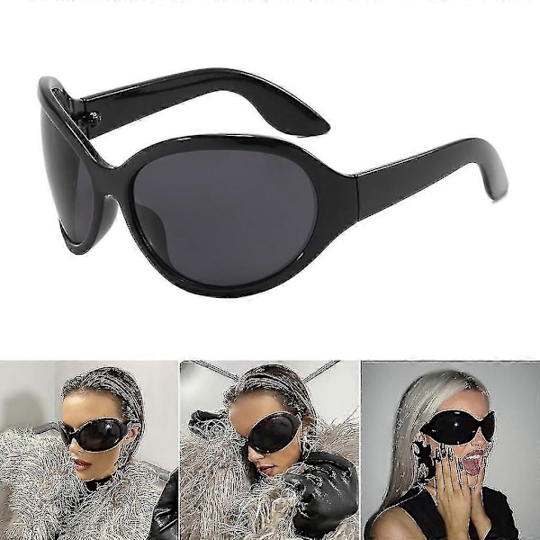 Punk-aurinkolasit Uv400-aurinkolasit Alien-aurinkolasit Y2k-aurinkolasit naisille Black gray