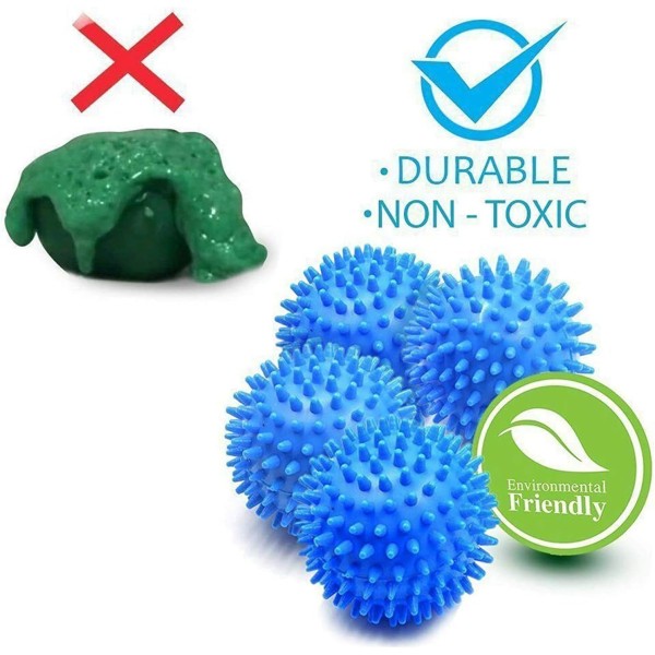 3 st blå tvättbollar för torktumlare, smältfria nya mjukare material torktumlarboll - Kläder kommer ut mjuka fluffiga färre rynkor