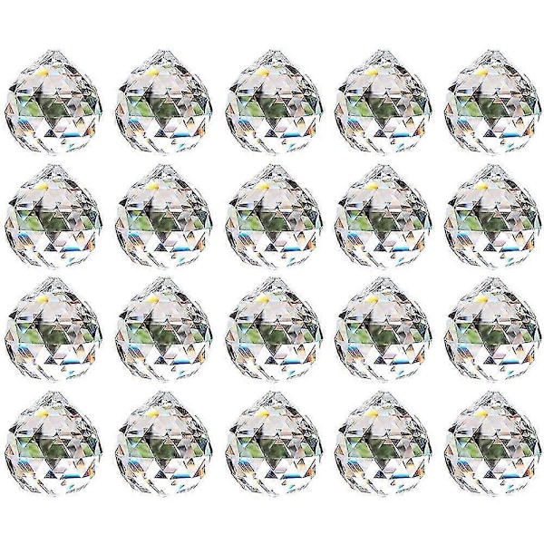 20mm Klar Kristallkula Prisma - 20 Stycken Hängande Hänge Solfångare För Tak 20mm