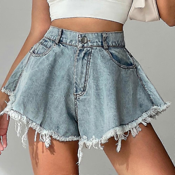 Denimshorts Rivna Hög Midja Lös Hög Kvalitet Tofsjeans 2XL