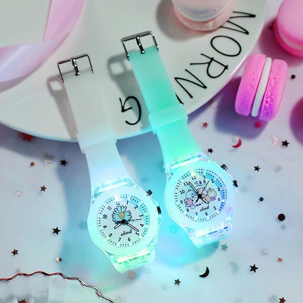 #LED blinkande analog klocka för barn med justerbart silikonarmband#