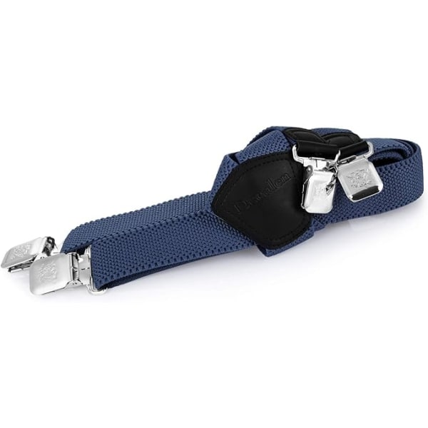 Herrebukser med veldig sterke metallklips Brede 4 cm Heavy Duty Suspenders One Size Fits All Menn og Kvinner Justerbare og elastiske X Form (Blå)