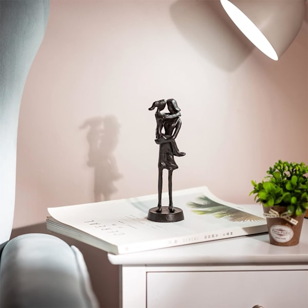 Jernmor og datter skulptur gave - Svart metall mamma datter statue for morsdag bursdag fra datter til mamma unik figur ornament