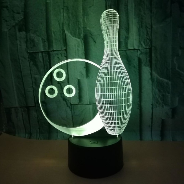 Qinwei 3d Bowling Nattljus Touch Bord Skrivbord Optisk Illusion Lampor 7 färgskiftande lampor Heminredning Xmas Födelsedag Giftstyle Y