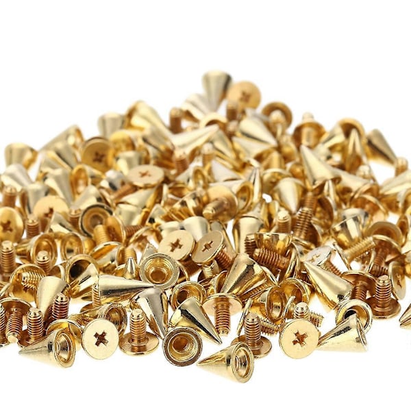 100 stk. Pigger Kjegle Nagler Metall 10mm Spots Nagle Kjegle Skru Nagler Lær Håndverk DIY Håndverk Rock Klær Håndarbeid Tilbehør Silver