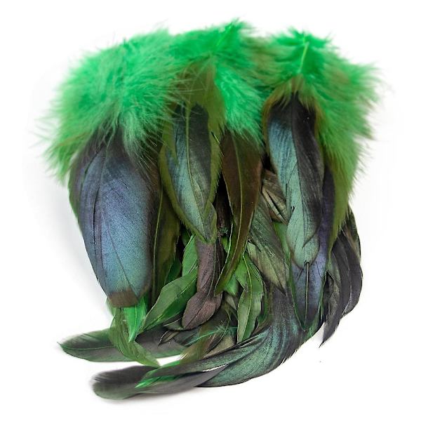50 stk Naturlige Hanehale Fjer 13-18cm Hanefjer Sorte Fjer Til Karneval Halloween Julehåndværk Dekoration green