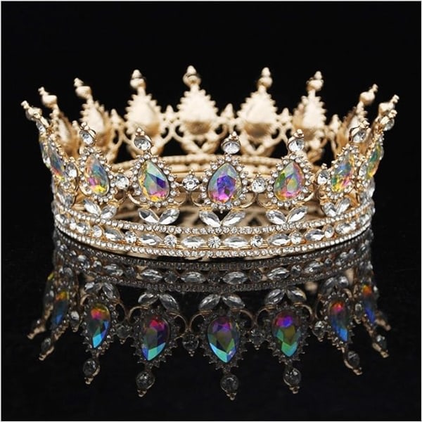 Naisten kruunu monivärinen kristalli hääkruunu morsiamen tiara-näytöskruunu