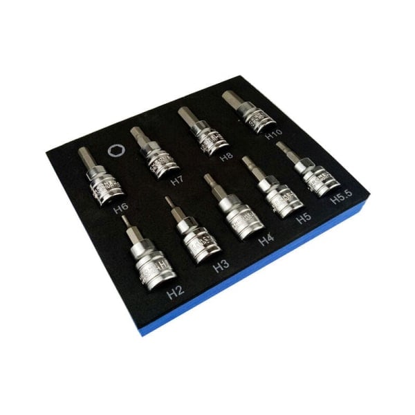 Sokkelnøkkelsett med Ratsjet Skaft Sett med 9 Hex Sokker for Metrisk 3/8\" Dr Drive 2-10mm Hex Nøkkel