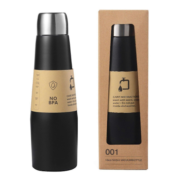 2025 NYHET Gradient 304 Rostfritt Stål Jump Cup Läcksäker Isolerad Vattenflaska 532 ml (18 OZ). black