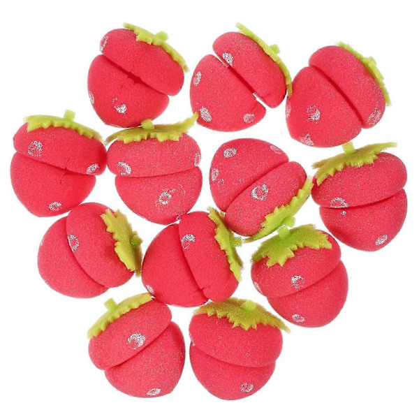 Jordgubbsformade Svamphårspolar, Hårspolar med Grepp för Kort Hår, Hårspolar för Kvinnor, Automatisk Hårcurler 12pcs