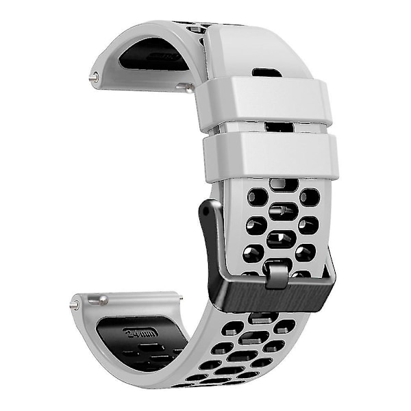 For Suunto 7 / 9 / 9 Baro Dobbelt-farget Silikonklokkebånd 24mm Multi-hulldesign Hurtigutløsningsarmbåndsrem White Black