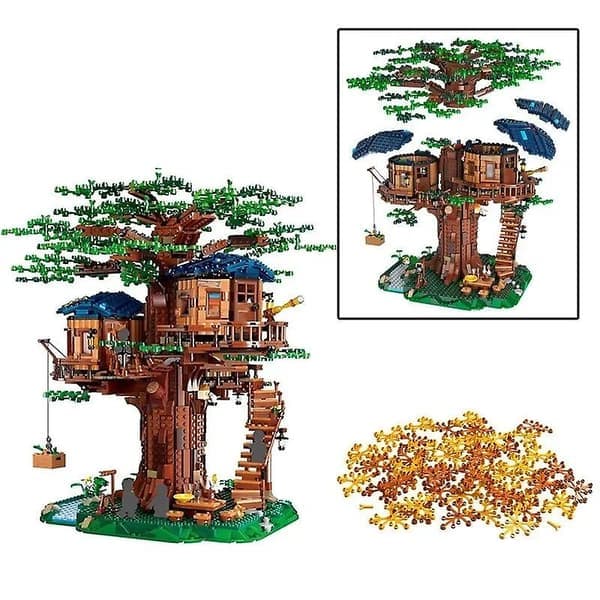 Fire-værelses træhus jungle byggeklods IDEAS serie MOC 21318 byggeklodsmodel samlelegetøj børnegave (BT)