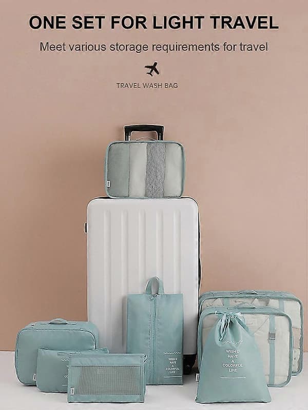 8st Packningskuber Bagageförvaring Organizer Kompressions Resväska Reseväska Beige