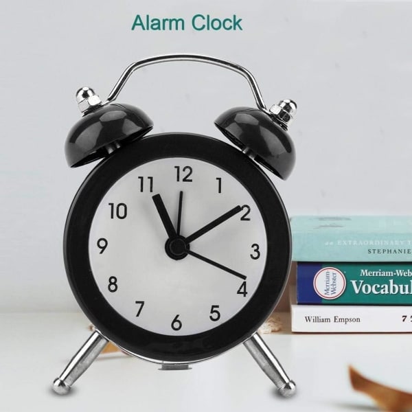 Metall Dubbelklocka Alarmklocka Retro Alarm Hög Ljud Tyst Klassisk
