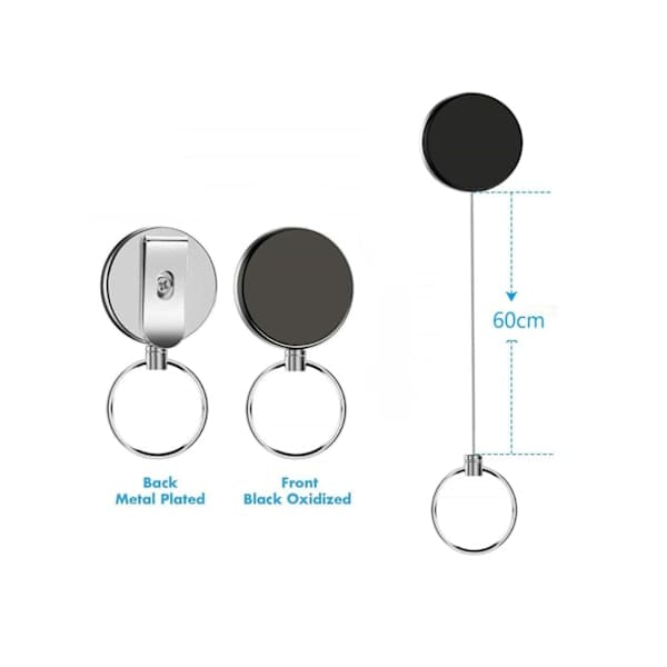 Infällbar nyckelring med jojo-funktion och snöre 62 cm 2-pack