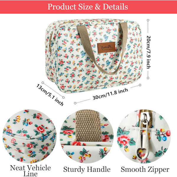 Bärbar stor vattentät necessär, hopfällbar sminkväska, duschväska med dragkedja, dam sminkväska förvaringspåse Small Florals